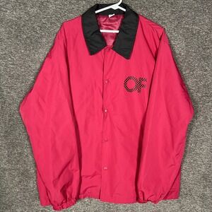 Odd Future Jacket Mens XL Pink‎ Nylon Coach Windbreaker OF Checkered Logo